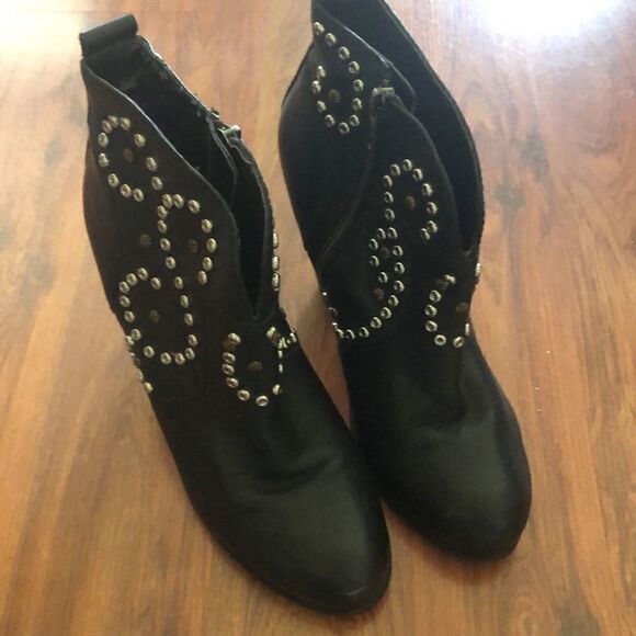 Steve Madden Leather studded low cowboy boots black size 8 - Picture 2 of 11